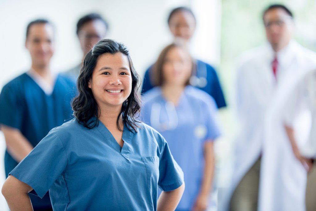 A group of nurses in a hospital