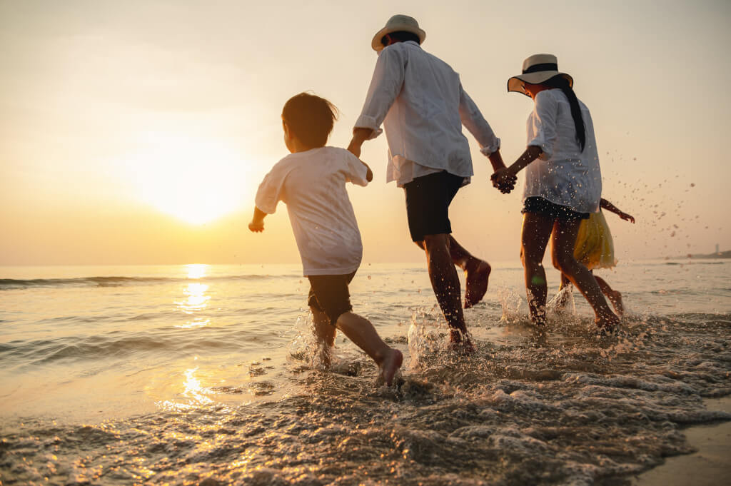family at the beach